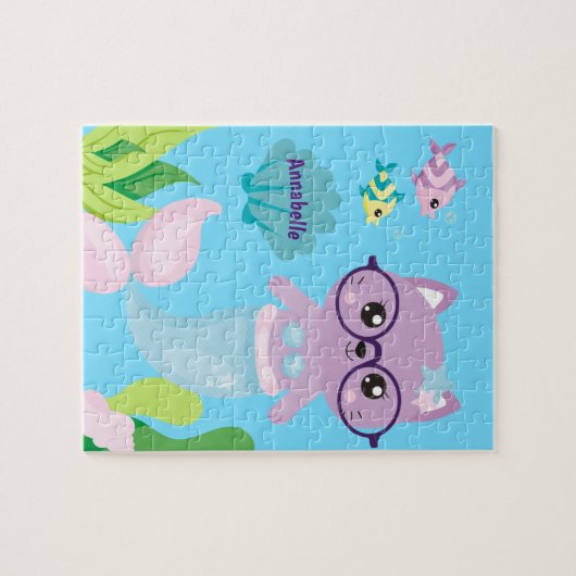 Persoonlijke Kitty Cat Meermin en Vis Vrienden Legpuzzel (Horizontaal)