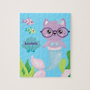Persoonlijke Kitty Cat Meermin en Vis Vrienden Legpuzzel