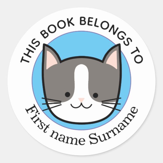 Persoonlijke Kitty Kat Dit Boek Is Van Ronde Sticker (Voorkant)