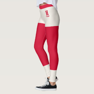 Persoonlijke Klasse Rode Effen Ivoor Accenten Leggings