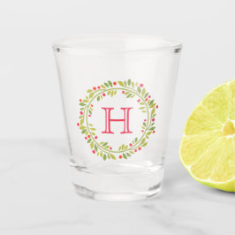 Persoonlijke klassieke botanische bladerenkrans shot glas