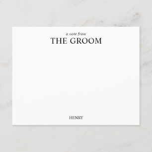 Persoonlijke Klassieke Bruidegom Elegante Minimali Notitiekaartje