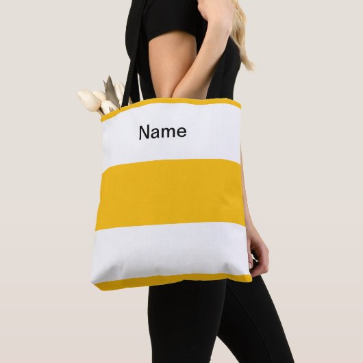 Persoonlijke Klassieke Citroen Geel + Witte Strepe Tote Bag (Dichtbij)