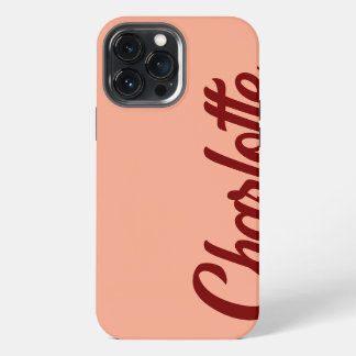 Persoonlijke Klassieke Elegante Monogram Perzik iPhone 13 Pro Max Hoesje