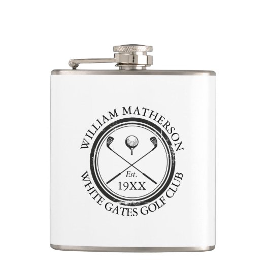 Persoonlijke Klassieke Golfclubnaam Heupfles (Voorkant)