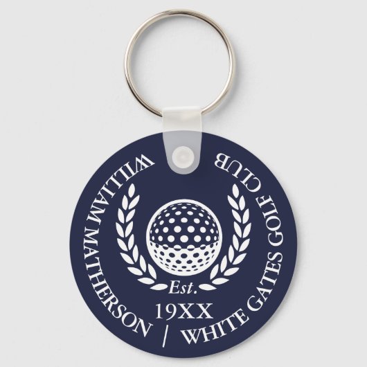 Persoonlijke klassieke golfclubnaam Navy Blue Sleutelhanger (Voorkant)