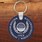 Persoonlijke klassieke golfclubnaam Navy Blue Sleutelhanger (Achterkant)