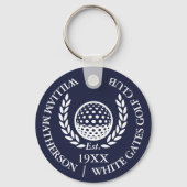 Persoonlijke klassieke golfclubnaam Navy Blue Sleutelhanger (Achterkant)