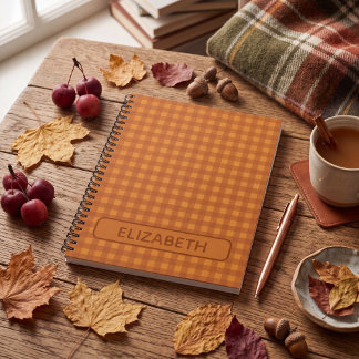 Persoonlijke Klassieke Pompoen Herfst Gingham Plai Notitieboek