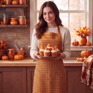 Persoonlijke Klassieke Pompoen Herfst Gingham Plai Schort