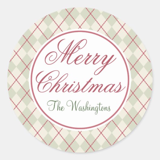 Persoonlijke Klassieke Prettig Kerstmis Cadeau Sti Ronde Sticker (Voorkant)