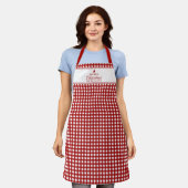 Persoonlijke Klassieke Rode Gingham Kerst- Schort (Gedragen)