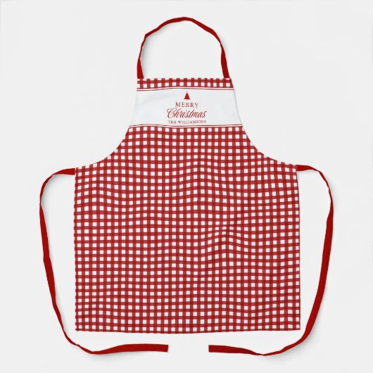 Persoonlijke Klassieke Rode Gingham Kerst- Schort (Voorkant)