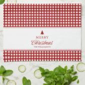 Persoonlijke Klassieke Rode Gingham Kerst  Theedoek (Gevouwen)