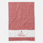 Persoonlijke Klassieke Rode Gingham Kerst  Theedoek (Verticaal)