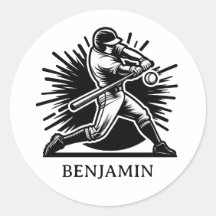 Persoonlijke klassieke ronde sticker voor honkbals