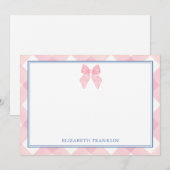 Persoonlijke klassieke roze geruite meisjes cadeau notitiekaartje (Voorkant / Achterkant)