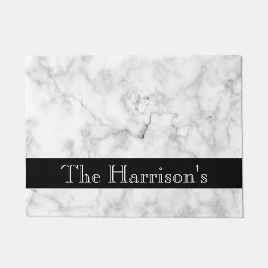 Persoonlijke klassieke witte grijs en zwarte marme deurmat (Voorkant)
