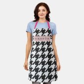 Persoonlijke Klassieke Zwarte en Witte Houndstooth Schort (Gedragen)