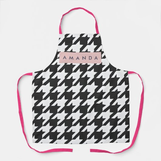 Persoonlijke Klassieke Zwarte en Witte Houndstooth Schort (Voorkant)