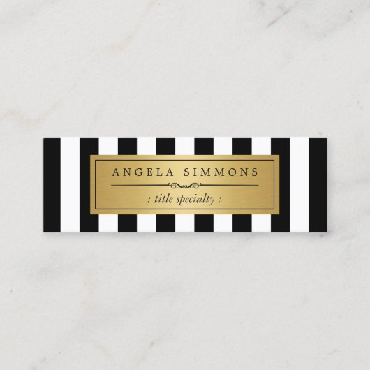 Persoonlijke klassieke zwarte strepes mini mini visitekaartje (Voorkant)