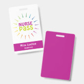 Persoonlijke klasverpleegster Hall Pass Badge (Voor- en achterkant)
