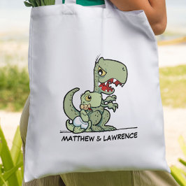 Persoonlijke Kleine Broer T-Rex Dinosaur Naam Tote Bag