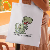 Persoonlijke Kleine Broer T-Rex Dinosaur Naam Tote Bag