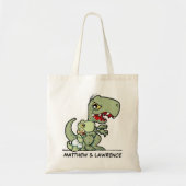 Persoonlijke Kleine Broer T-Rex Dinosaur Naam Tote Bag (Voorkant)