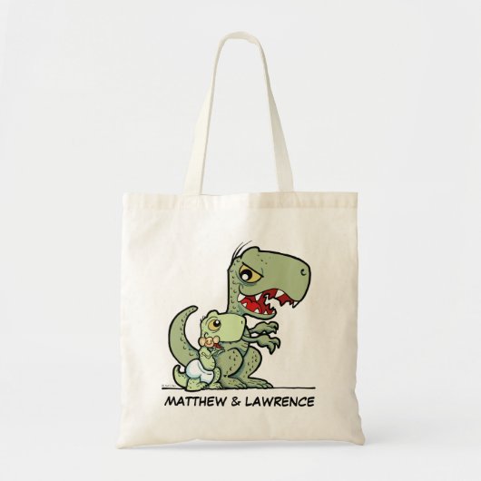 Persoonlijke Kleine Broer T-Rex Dinosaur Naam Tote Bag (Voorkant)