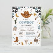Persoonlijke kleine cowboy Baby shower uitnodiging (Staand voorkant)