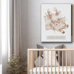 Persoonlijke kleine hertenkwekerij imitatie canvas print<br><div class="desc">Een schattig waterverf klein geschilderd slaaphert met baby's naam eronder en geboortedatum. Een perfect kraamcadeau voor jongen of meisje. Faux canvas print.</div>