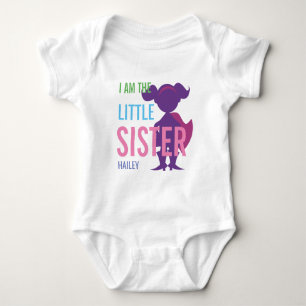 Persoonlijke kleine zus superheld silhouet romper
