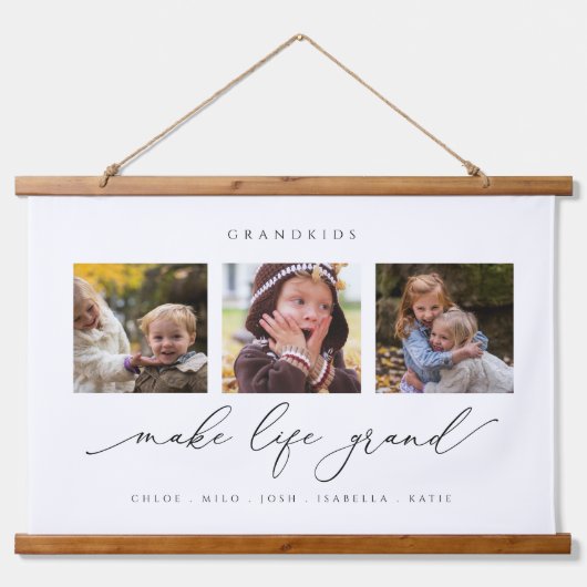 Persoonlijke kleinkinderen maken het leven groots, hangend wandkleed (Voorkant)