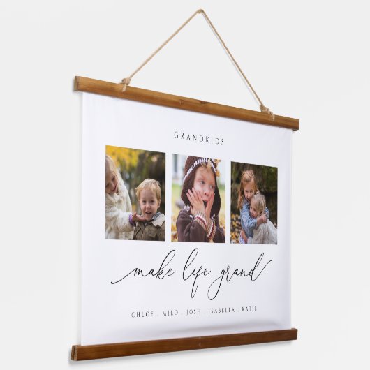 Persoonlijke kleinkinderen maken het leven groots, hangend wandkleed (Gebogen)