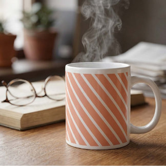 Persoonlijke kleur perzik cascade streep grote koffiekop