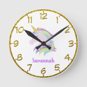 Persoonlijke kleur van Floral Unicorn- Ronde Klok