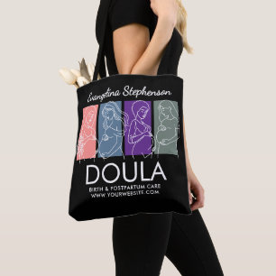 Persoonlijke Kleurblok Lijnkunst DOULA Tote Bag
