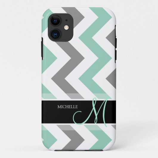 Persoonlijke kleuren en grijze Chevron Case-Mate iPhone Case (Achterkant)
