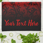 Persoonlijke kleuren-rood en zwart ombre Floral Theedoek (Gevouwen)