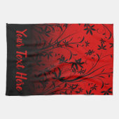 Persoonlijke kleuren-rood en zwart ombre Floral Theedoek (Horizontaal)