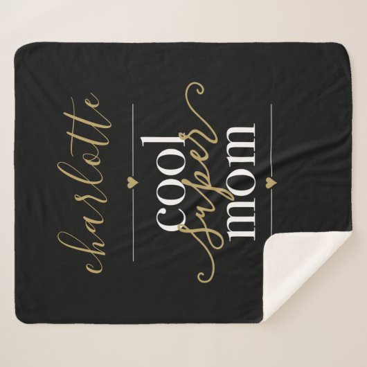 Persoonlijke kleuren Super Mam Black en Gold Sherpa Deken (Voorkant (horizontaal))