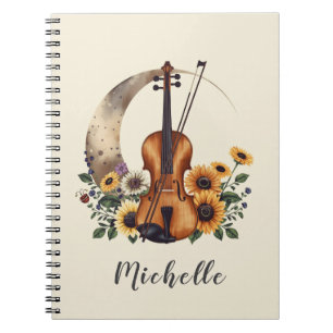 Persoonlijke kleuren wilde bloem Boho bloemviool  Notitieboek