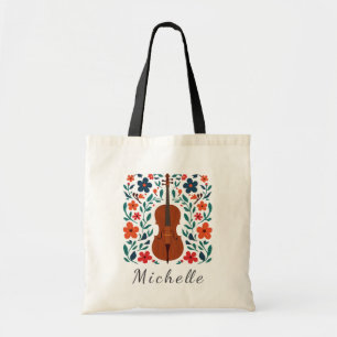 Persoonlijke kleuren wilde bloem boho bloemviool tote bag
