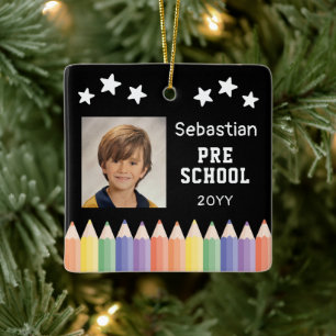 Persoonlijke kleurenfoto-aandenken voor de kleuter keramisch ornament