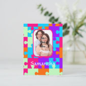 Persoonlijke kleurige puzzel briefkaart (Staand voorkant)