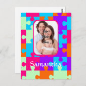 Persoonlijke kleurige puzzel briefkaart (Voorkant / Achterkant)