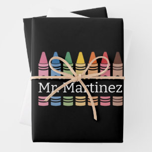 Persoonlijke kleurpotlood docentennaam Cute Back S Inpakpapier Vel