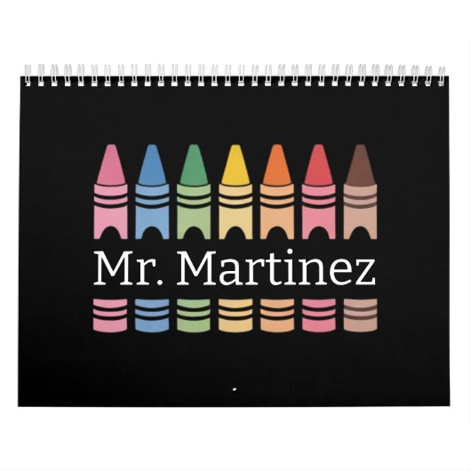 Persoonlijke kleurpotlood docentennaam Cute Back S Kalender (Hoes)