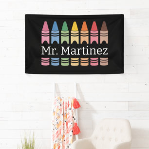 Persoonlijke kleurpotlood docentennaam Schattige t Spandoek